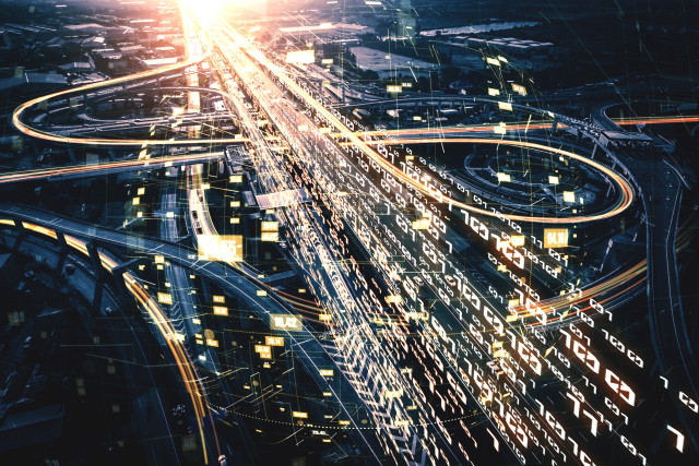data represented by digital numbers on an interstate 
